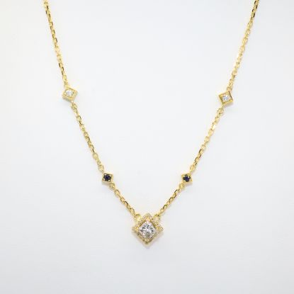 Picture of 14k Yellow Gold Sapphire & Diamond Necklace 