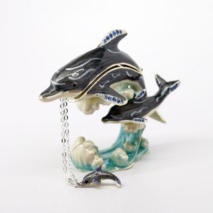 Picture of Kingspoint Designs Doris the Dolphin & Daughter Trinket Box with Matching Necklace