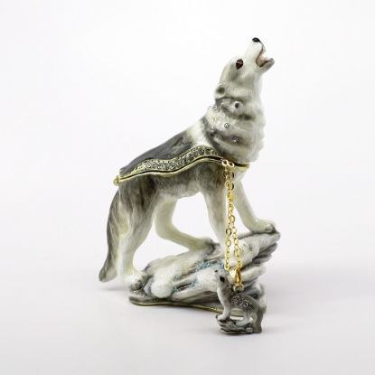 Picture of Kingspoint Designs Moonlight the Wolf Trinket Box with Matching Necklace