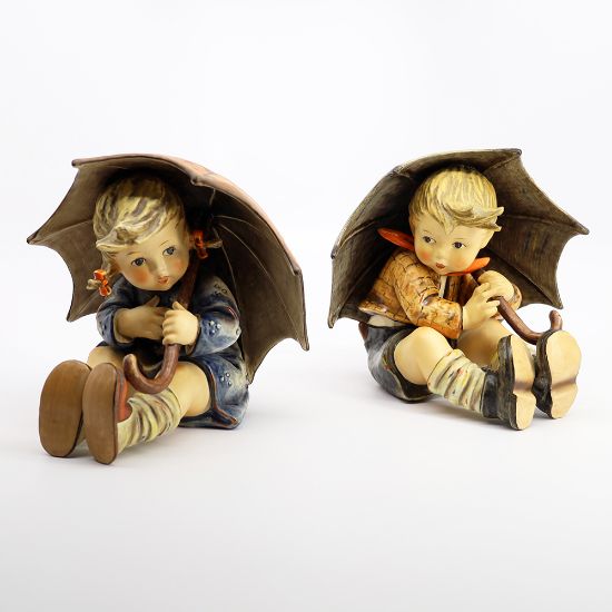 Picture of Vintage Hummel "Umbrella Girl" 152 B & "Umbrella Boy" 152 A  8" Pair of Figurines - TMK-5