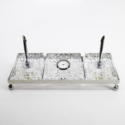 Picture of Waterford Crystal Executive Desk Set with Quartz Clock & Two Pen Holders