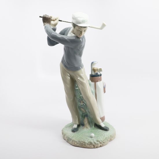 Picture of Lladro Porcelain Male 'Golfer' Man Playing Golf Figurine #4824