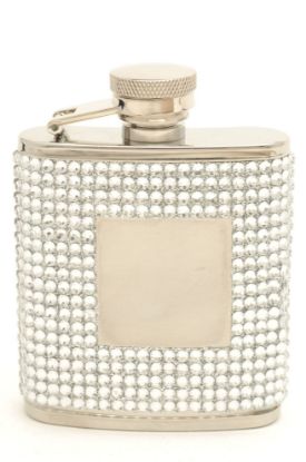 Picture of Stainless Steel 2.5 ounce Flask with Clear Crystals