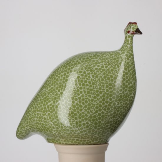 Picture of Lussan Ceramics Small Green Guinea Hen with White Spots