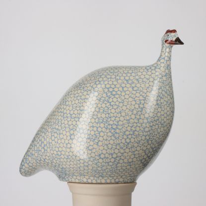 Picture of Lussan Ceramics Large White Guinea Hen with Lavender Spots