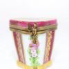 Picture of Vintage Traditional Limoges Porcelain Burgundy & Gold Trinket Box with Floral Decorations