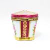 Picture of Vintage Traditional Limoges Porcelain Burgundy & Gold Trinket Box with Floral Decorations