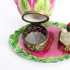 Picture of Retired Limoges Porcelain Perfume Tray with Blooming Rose Trinket Box & Perfume Bottle by La Gloriette
