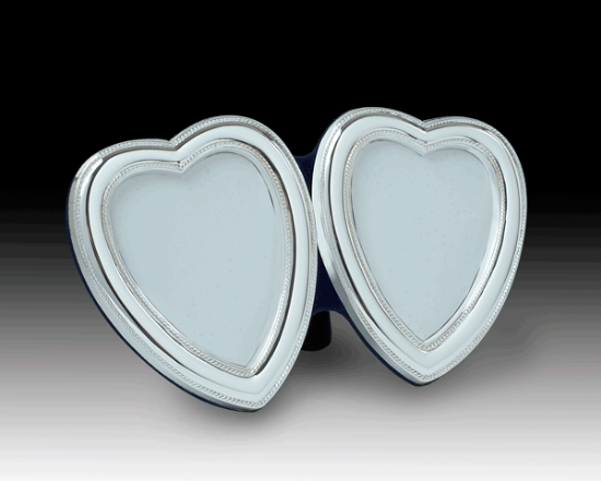 Picture of Double Heart Sterling Silver 'Beaded' Small Picture Frame by the925inc