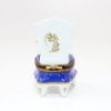 Picture of Limoges Porcelain Cat Sleeping on Blue Chair Trinket Box by Rochard