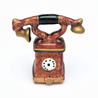 Picture of Rare Retired Limoges Porcelain Rotary Telephone Trinket Box