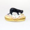 Picture of Limoges Porcelain Black Cat Drinking Milk from a Saucer Trinket Box by Artoria