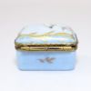 Picture of Vintage Limoges Porcelain White Cat Watching Bird Trinket Box