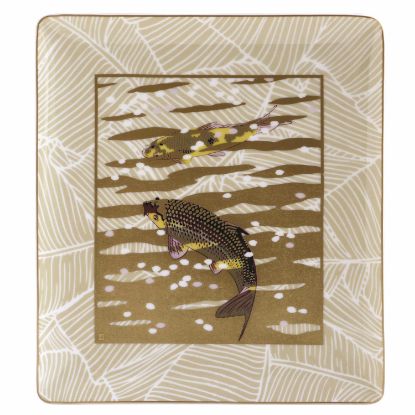 Picture of Bernardaud Porcelain 8.7" X 7.7" 'Eaux d'Or' Rectangular Tray