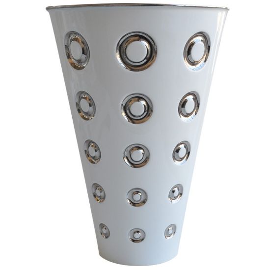 Picture of Bernardaud Porcelain 'Panarea' Vase in White & Platinum