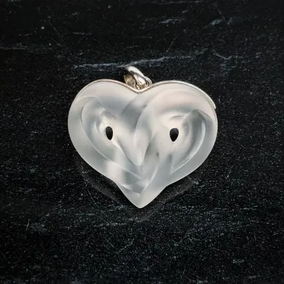 Picture of Lalique Entwined Heart Pendant - Clear & Silver 