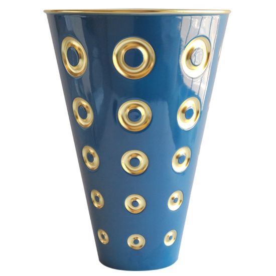 Picture of Bernardaud Porcelain 'Panarea' Vase in Indian Blue & Gold by Olivier Gagnère