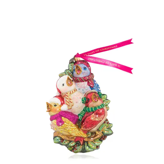 Picture of Jay Strongwater Four Calling Birds Glass Ornament