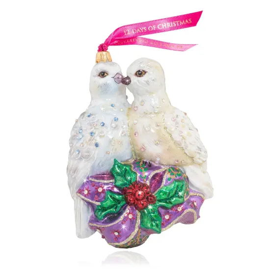 Picture of Jay Strongwater Two Turtle Doves Glass Ornament