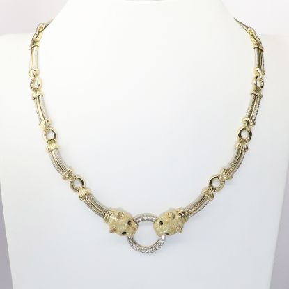 Picture of 14k Two Tone Panther Diamond Necklace 
