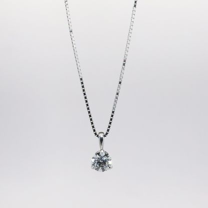 Picture of 14k White Gold Solitaire Diamond Necklace 