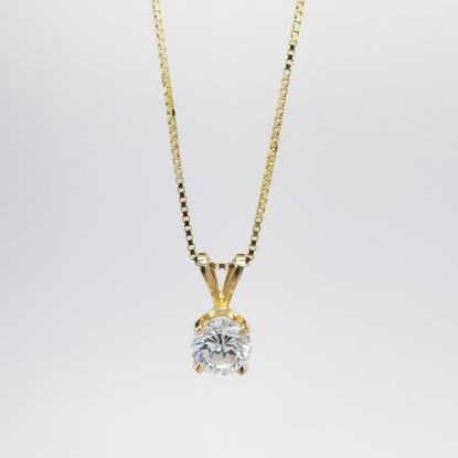 Picture of 14k Yellow Gold Solitaire Diamond Necklace 