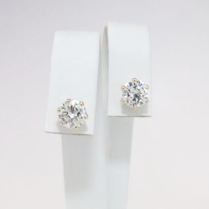 Picture of 14k Yellow Gold 3CTW Diamond Solitaire Earrings 