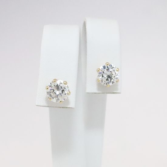 Picture of 14k Yellow Gold 3CTW Diamond Solitaire Earrings 