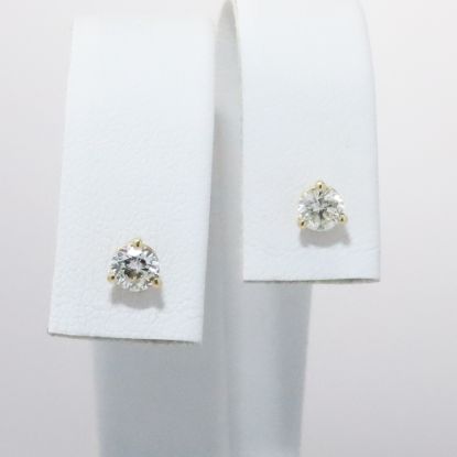 Picture of 14k Yellow Gold Diamond Solitaire Earrings 