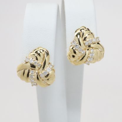 Picture of 14k Yellow Gold Leaf Diamond Earrings 