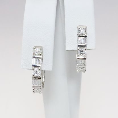 Picture of 14k White Gold Diamond Hoop Earrings 