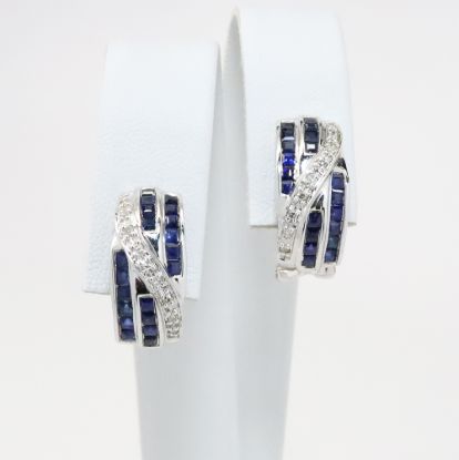 Picture of 18k White Gold Sapphire & Diamond Earrings 