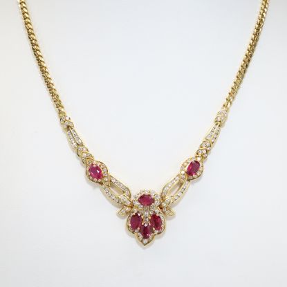 Picture of 18k Yellow Gold Ruby & Diamond Necklace 