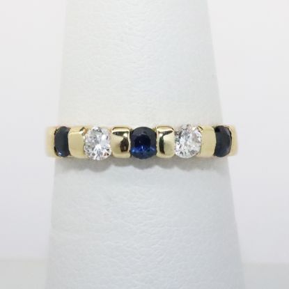 Picture of 14k Yellow Gold Ring with Alternating Sapphires & Diamonds
