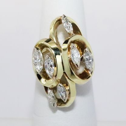 Picture of 14k Yellow Gold & Marquise Cut Diamonds Cocktail Ring