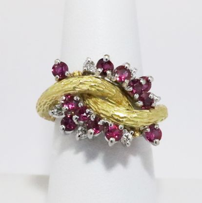 Picture of 18k Two Tone Gold Ruby & Diamond Ring 
