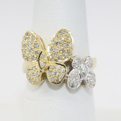 Picture of 14k Two Tone Gold Diamond Butterfly Ring 