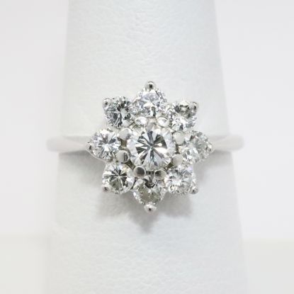 Picture of 14k White Gold & Round Brilliant Cut Diamond Flower Ring