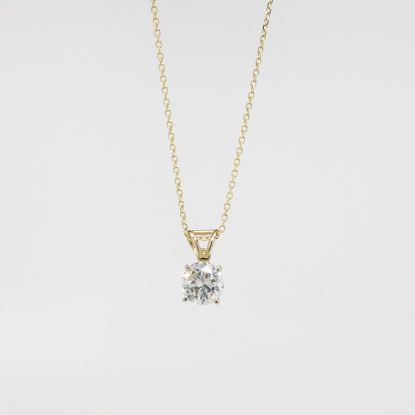 Picture of 14k Yellow Gold Diamond Solitaire Necklace 