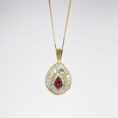 Picture of 14k Gold Ruby & Diamond Necklace 