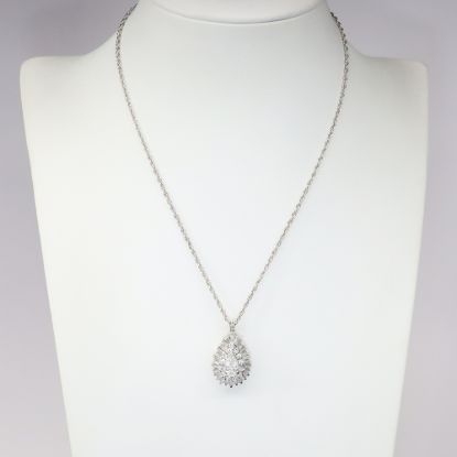 Picture of 14k White Gold Pear Diamond Necklace