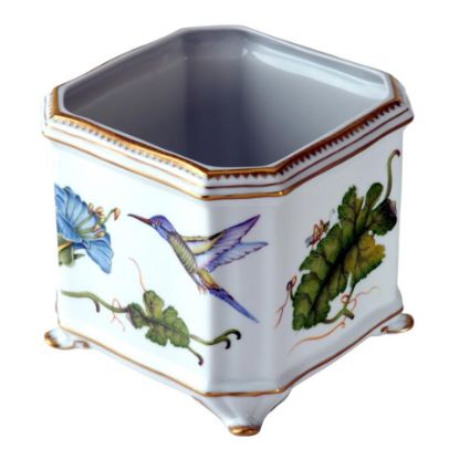 Picture of Anna Weatherley Porcelain Square Hummingbird Cachepot