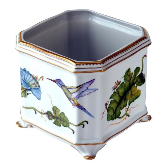 Picture of Anna Weatherley Porcelain Square Hummingbird Cachepot