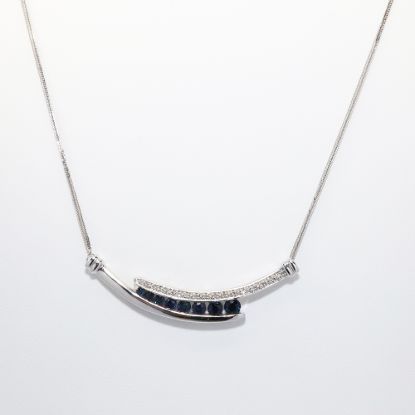 Picture of 10k White Gold Sapphire & Diamond Necklace 