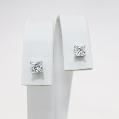 Picture of 14k White Gold Princess Cut .85CTW Diamond Studs 