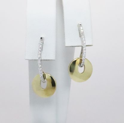 Picture of 14k Two Tone Gold Dangle Diamond Earrings 