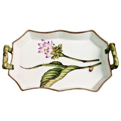 Picture of Anna Weatherley Porcelain Pink Thistle Decorative Tray with Handles