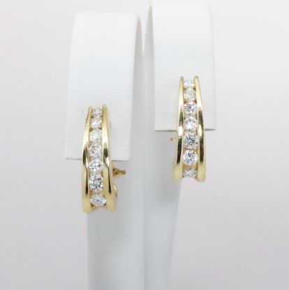 Picture of 14k Yellow Gold Diamond Dangle Earrings 