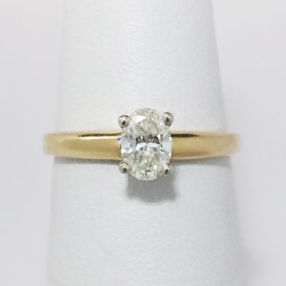 Picture of 14k Yellow Gold Oval Cut Diamond Solitaire Ring 