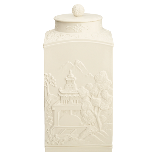 Picture of Mottahedeh Creamware Square Tea Jar with Cover